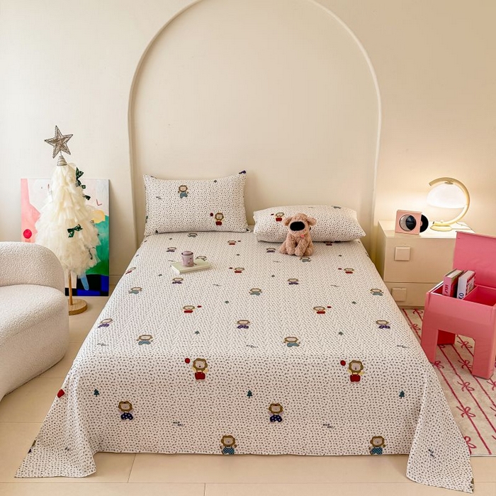 91家纺网 家纺一手货源 找家纺 温眠家纺 2025春夏新款云感棉双层纱床单单床单枕套三件套 甜茶