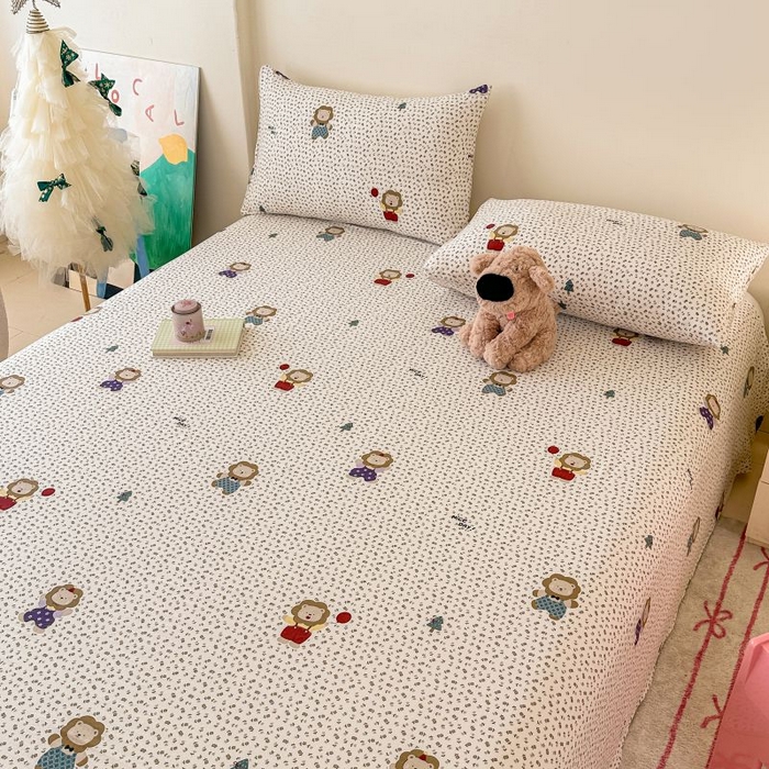 91家纺网 家纺一手货源 找家纺 温眠家纺 2025春夏新款云感棉双层纱床单单床单枕套三件套 甜茶