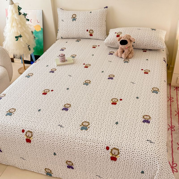 91家纺网 家纺一手货源 找家纺 温眠家纺 2025春夏新款云感棉双层纱床单单床单枕套三件套 甜茶