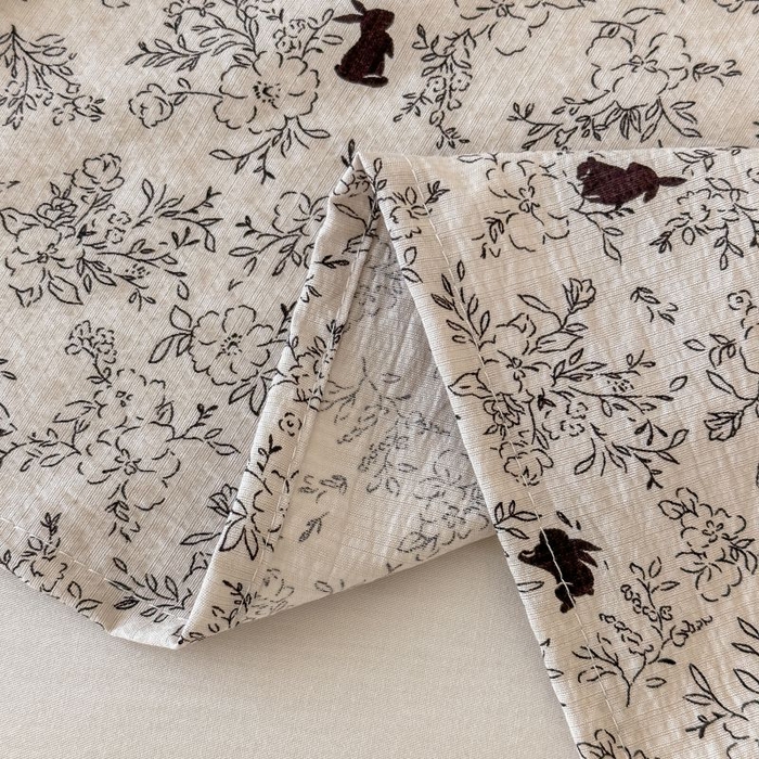 91家纺网 家纺一手货源 找家纺 温眠家纺 2025春夏新款云感棉双层纱床单单床单枕套三件套 兔与晚风