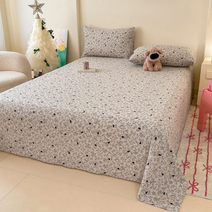 91家纺网 家纺一手货源 找家纺 温眠家纺 2025春夏新款云感棉双层纱床单单床单枕套三件套 兔与晚风