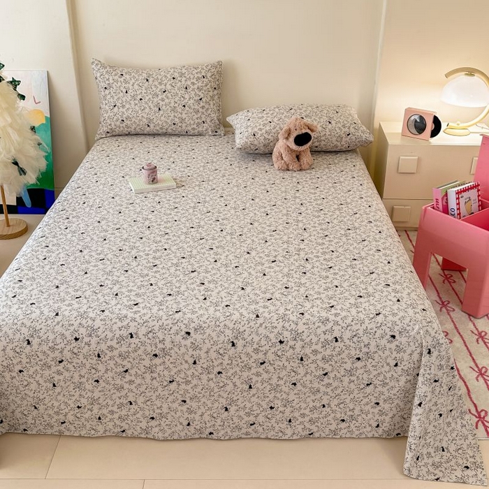 91家纺网 家纺一手货源 找家纺 温眠家纺 2025春夏新款云感棉双层纱床单单床单枕套三件套 兔与晚风