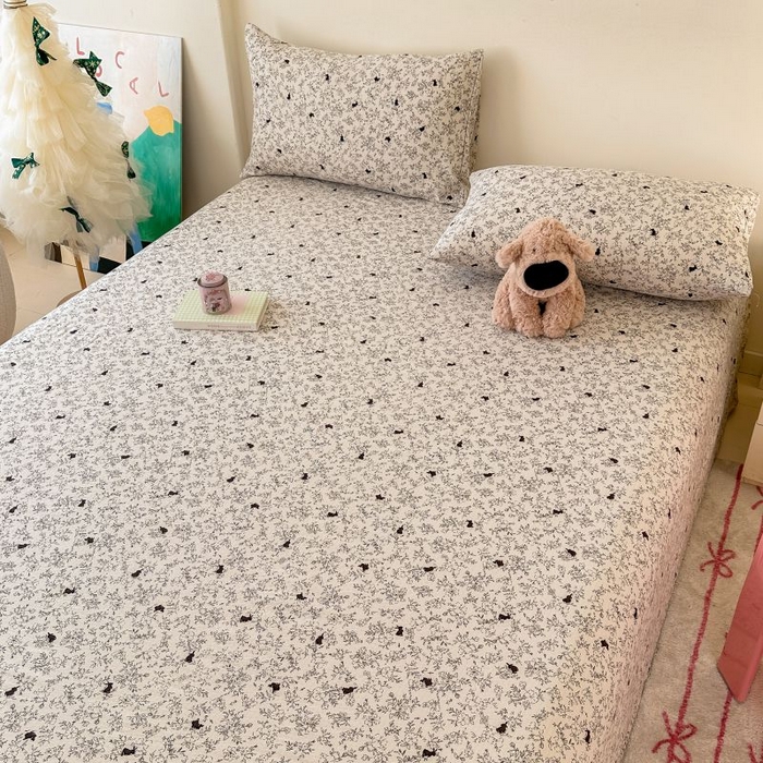 91家纺网 家纺一手货源 找家纺 温眠家纺 2025春夏新款云感棉双层纱床单单床单枕套三件套 兔与晚风