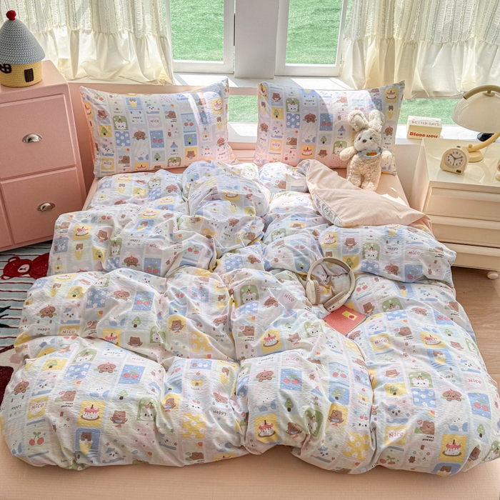 91家纺网 家纺一手货源 找家纺 温眠家纺 2025新款云感针织双层纱单被套系列 春日花花