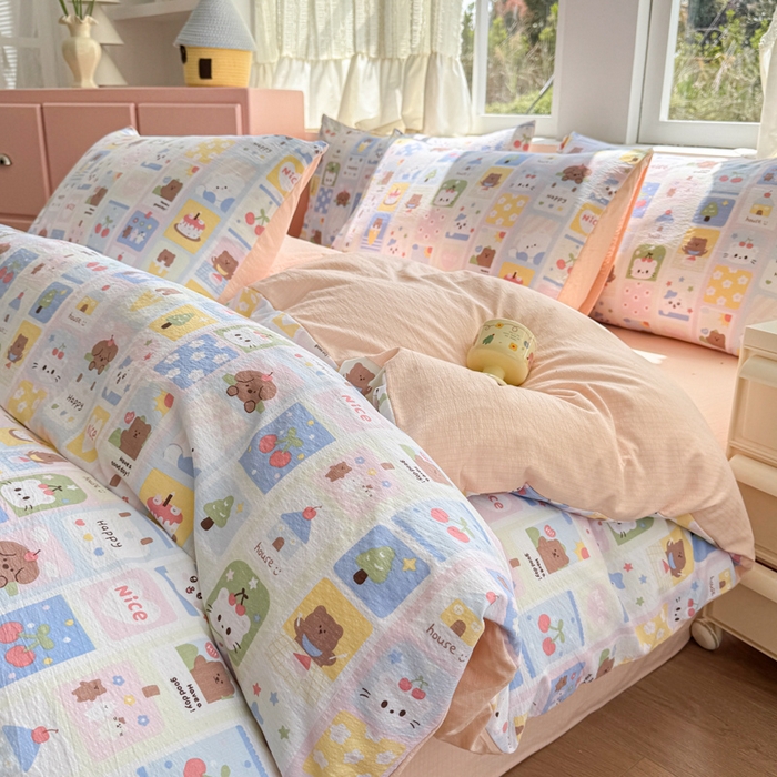 91家纺网 家纺一手货源 找家纺 温眠家纺 2025新款云感针织双层纱单被套系列 春日花花