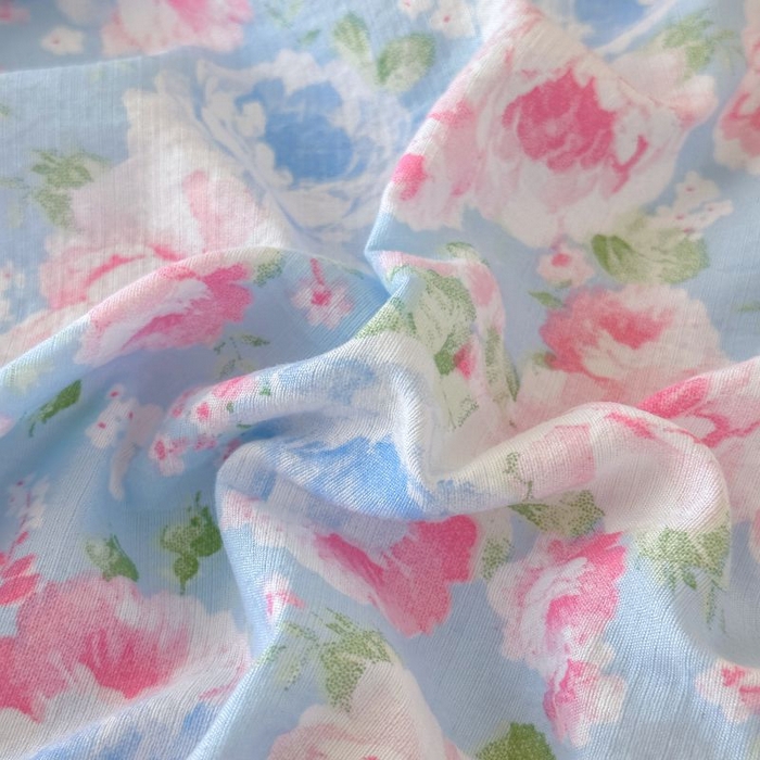 91家纺网 家纺一手货源 找家纺 温眠家纺 2025春夏新款云感棉双层纱床单单床单枕套三件套 晚香玉