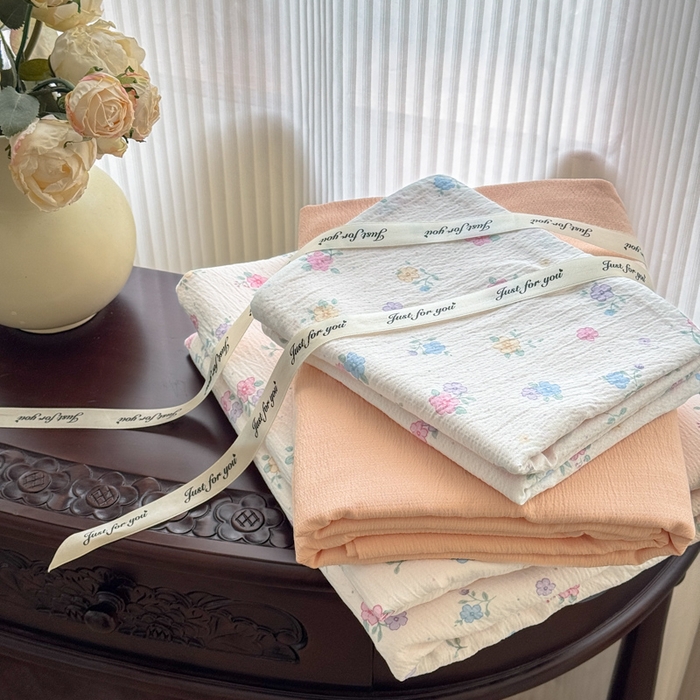 91家纺网 家纺一手货源 找家纺 温眠家纺 2025新款云感针织双层纱单被套系列 春之语