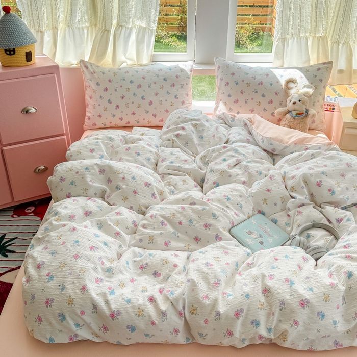 91家纺网 家纺一手货源 找家纺 温眠家纺 2025新款云感针织双层纱单被套系列 春之语