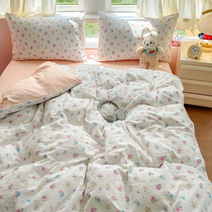 91家纺网 家纺一手货源 找家纺 温眠家纺 2025新款云感针织双层纱单被套系列 春之语