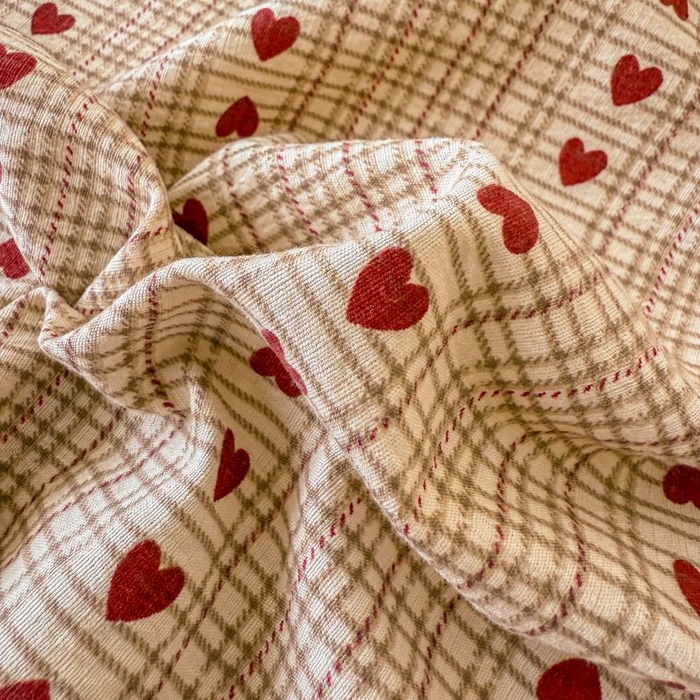 91家纺网 家纺一手货源 找家纺 温眠家纺 2025春夏新款云感棉双层纱床单单床单枕套三件套 相思红豆