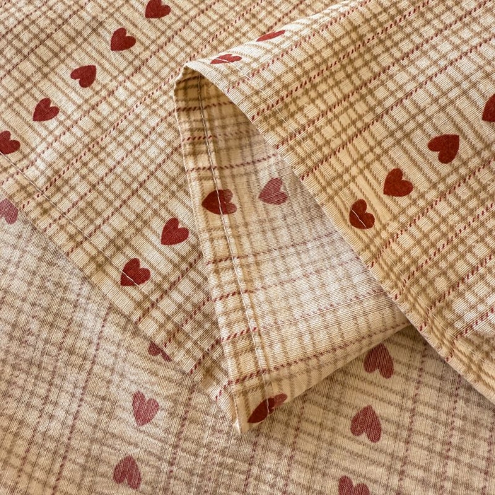 91家纺网 家纺一手货源 找家纺 温眠家纺 2025春夏新款云感棉双层纱床单单床单枕套三件套 相思红豆