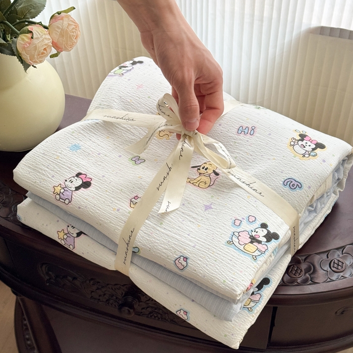 91家纺网 家纺一手货源 找家纺 温眠家纺 2025新款云感针织双层纱单被套系列 欢乐派对