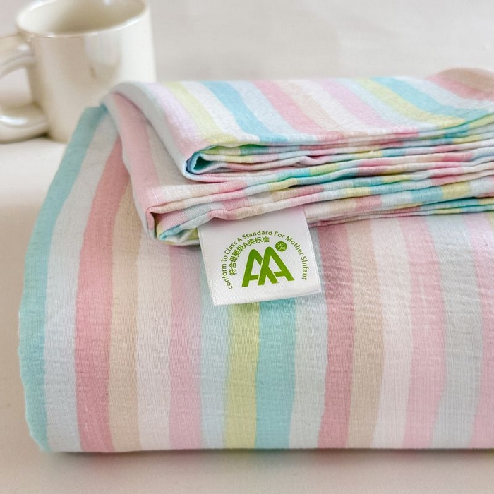 温眠家纺 2025春夏新款云感棉双层纱床单单床单枕套三件套 遇见彩虹