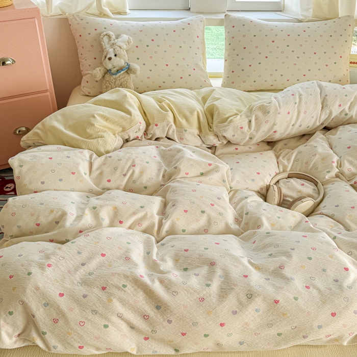 91家纺网 家纺一手货源 找家纺 温眠家纺 2025新款云感针织双层纱单被套系列 浪漫邂逅