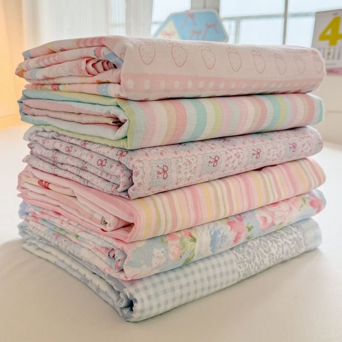 91家纺网 家纺一手货源 找家纺 温眠家纺 2025春夏新款云感棉双层纱床单单床单枕套三件套 组合图