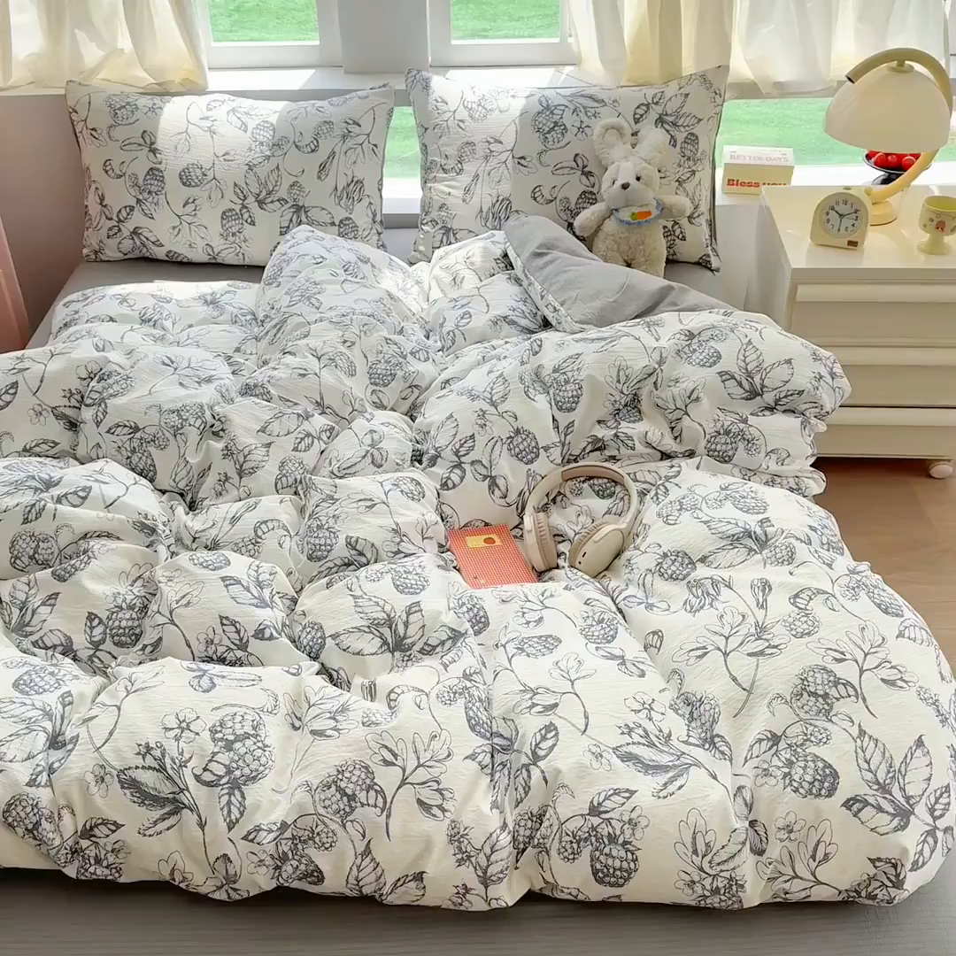 91家纺网 家纺一手货源 找家纺 温眠家纺 2025新款云感针织双层纱单被套系列 幽兰