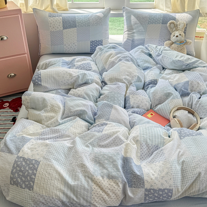 91家纺网 家纺一手货源 找家纺 温眠家纺 2025新款云感针织双层纱单被套系列 半亩花田