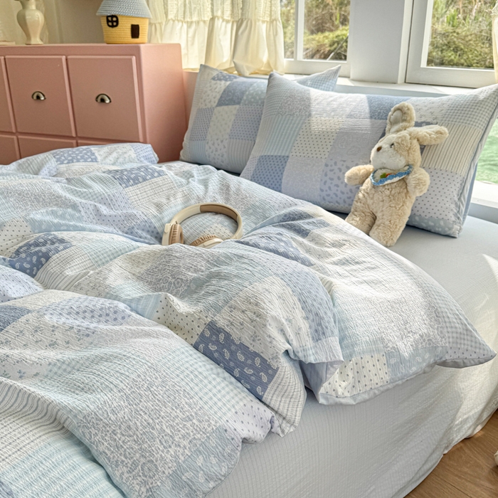 91家纺网 家纺一手货源 找家纺 温眠家纺 2025新款云感针织双层纱单被套系列 半亩花田