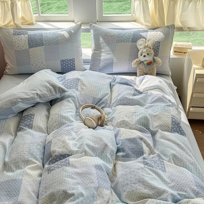 91家纺网 家纺一手货源 找家纺 温眠家纺 2025新款云感针织双层纱单被套系列 半亩花田