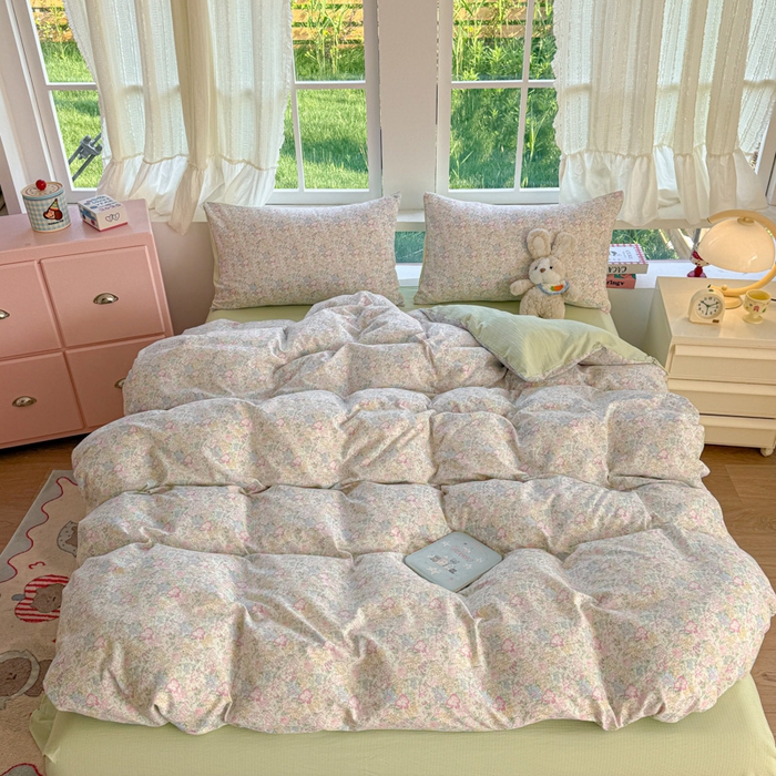 91家纺网 家纺一手货源 找家纺 温眠家纺 2025新款云感针织双层纱单被套系列 粉黛