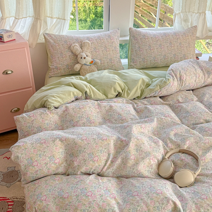 91家纺网 家纺一手货源 找家纺 温眠家纺 2025新款云感针织双层纱单被套系列 粉黛