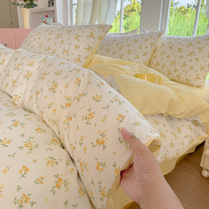 91家纺网 家纺一手货源 找家纺 温眠家纺 2025新款云感针织双层纱单被套系列 梨花落