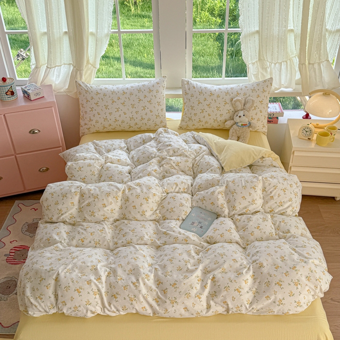 91家纺网 家纺一手货源 找家纺 温眠家纺 2025新款云感针织双层纱单被套系列 梨花落