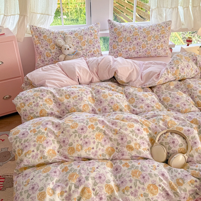 91家纺网 家纺一手货源 找家纺 温眠家纺 2025新款云感针织双层纱单被套系列 紫薇花