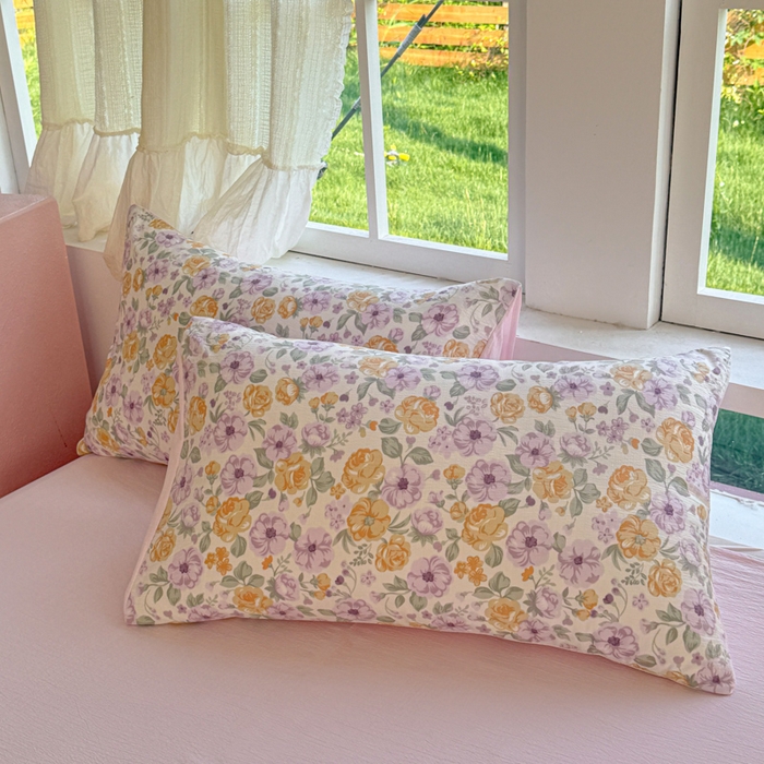 91家纺网 家纺一手货源 找家纺 温眠家纺 2025新款云感针织双层纱单被套系列 紫薇花