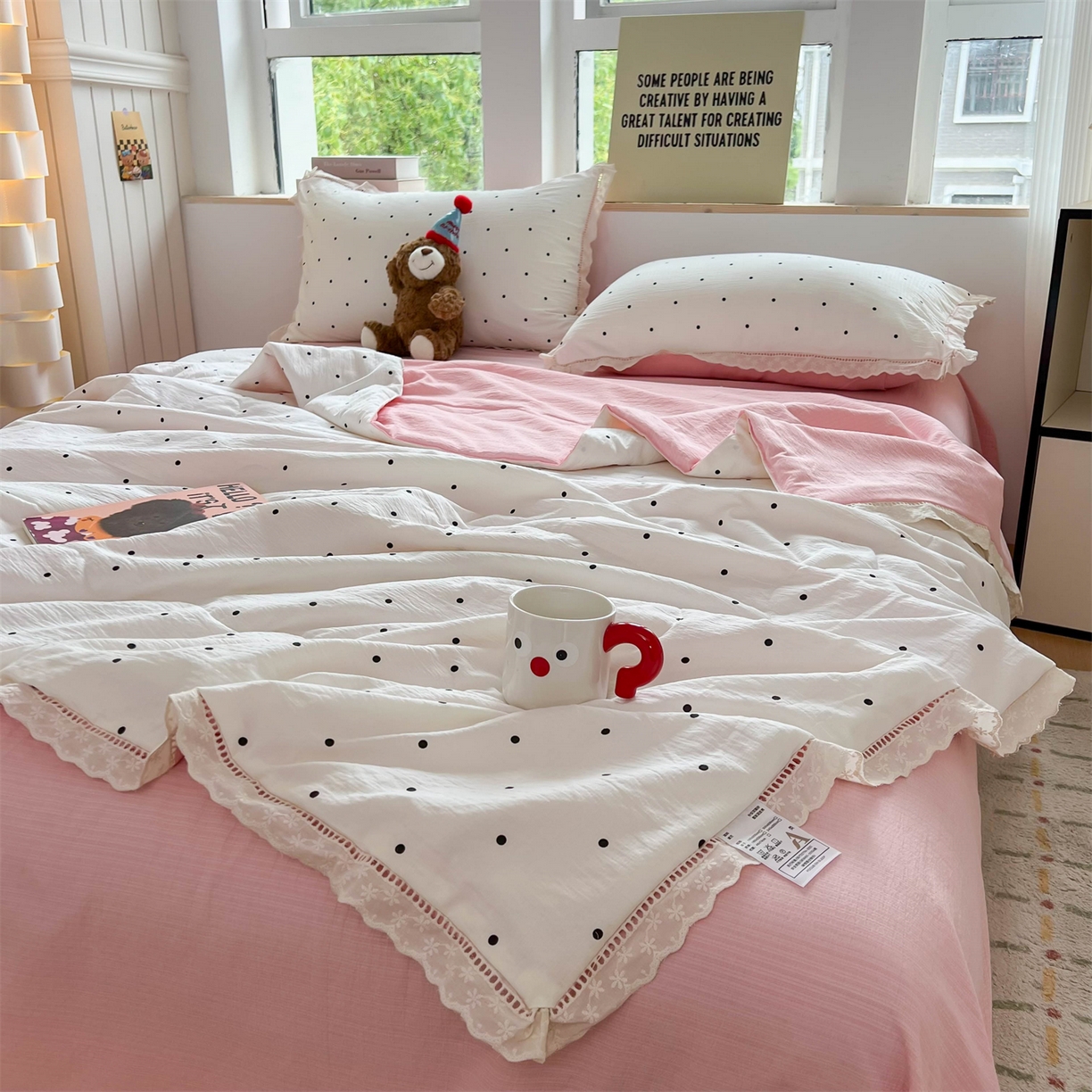 91家纺网 家纺一手货源 找家纺 （总）温眠家纺 2025新款云感双层纱镂空花边夏被四件套