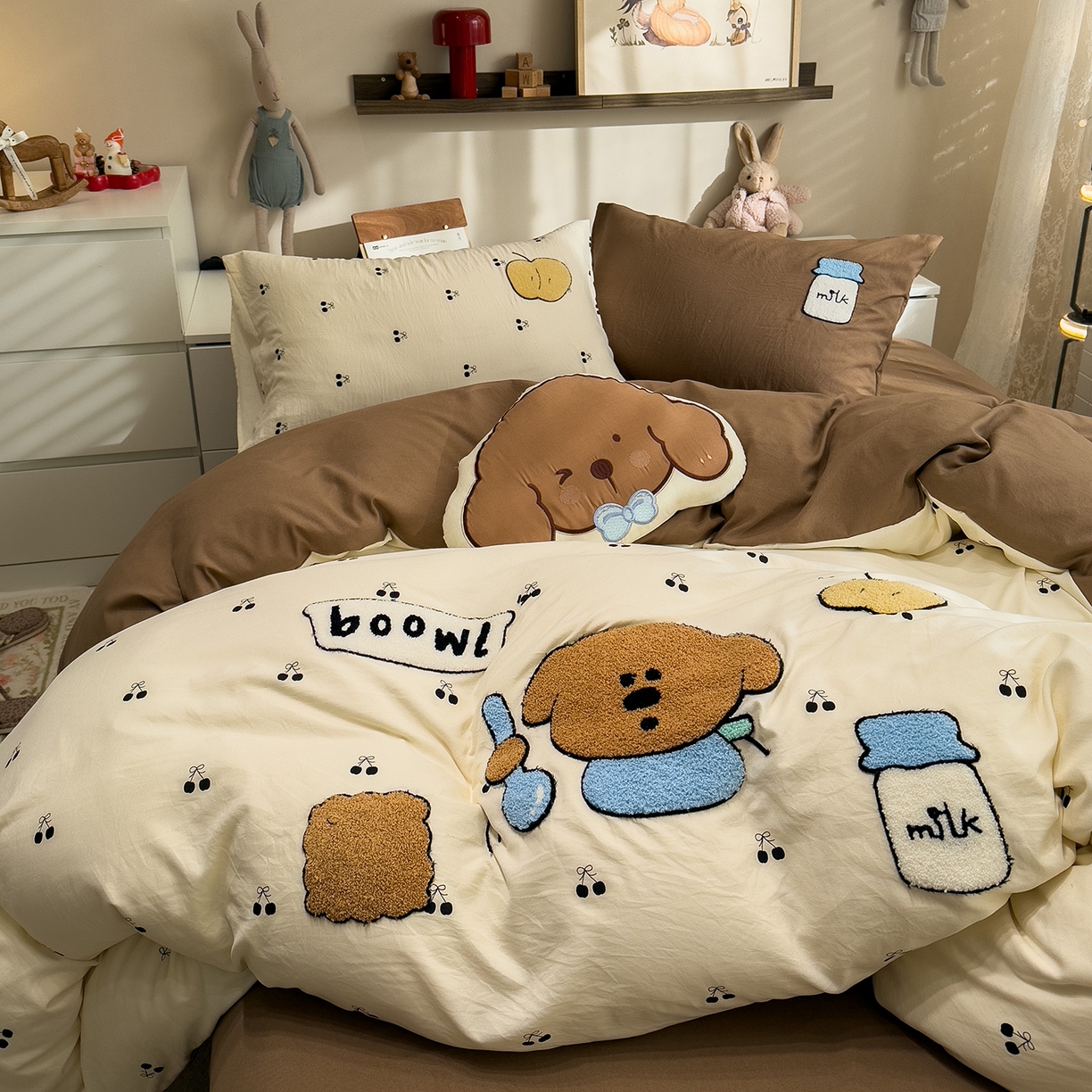 91家纺网 家纺一手货源 找家纺 （总）曼谷家纺 2026新款卡通水洗棉毛巾绣四件套被套