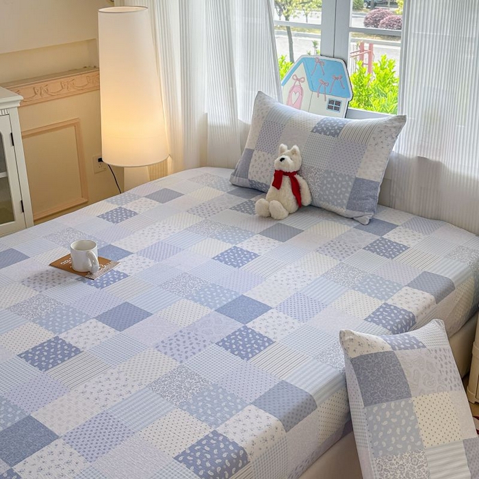 91家纺网 家纺一手货源 找家纺 （总）温眠家纺 2025春夏新款云感棉双层纱床笠单床笠枕套三件套