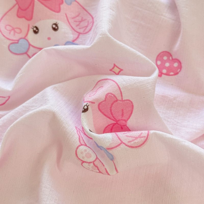 91家纺网 家纺一手货源 找家纺 温眠家纺 2025春夏新款云感棉双层纱床笠单床笠枕套三件套 莓乐蒂