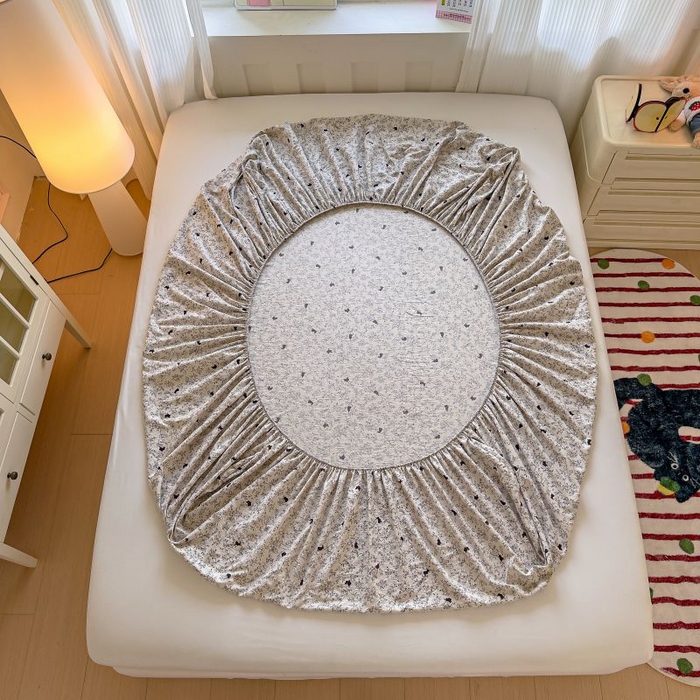 91家纺网 家纺一手货源 找家纺 温眠家纺 2025春夏新款云感棉双层纱床笠单床笠枕套三件套 兔与晚风