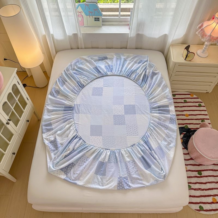 91家纺网 家纺一手货源 找家纺 （总）温眠家纺 2025春夏新款云感棉双层纱床笠单床笠枕套三件套