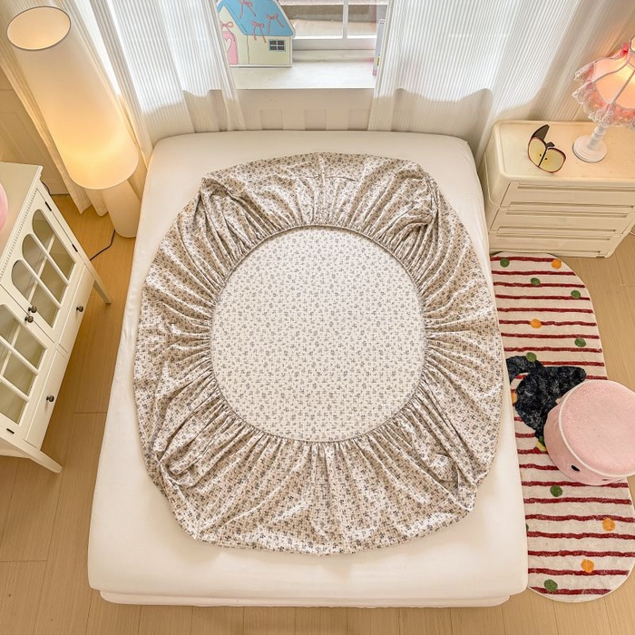 91家纺网 家纺一手货源 找家纺 温眠家纺 2025春夏新款云感棉双层纱床笠单床笠枕套三件套 失约温柔