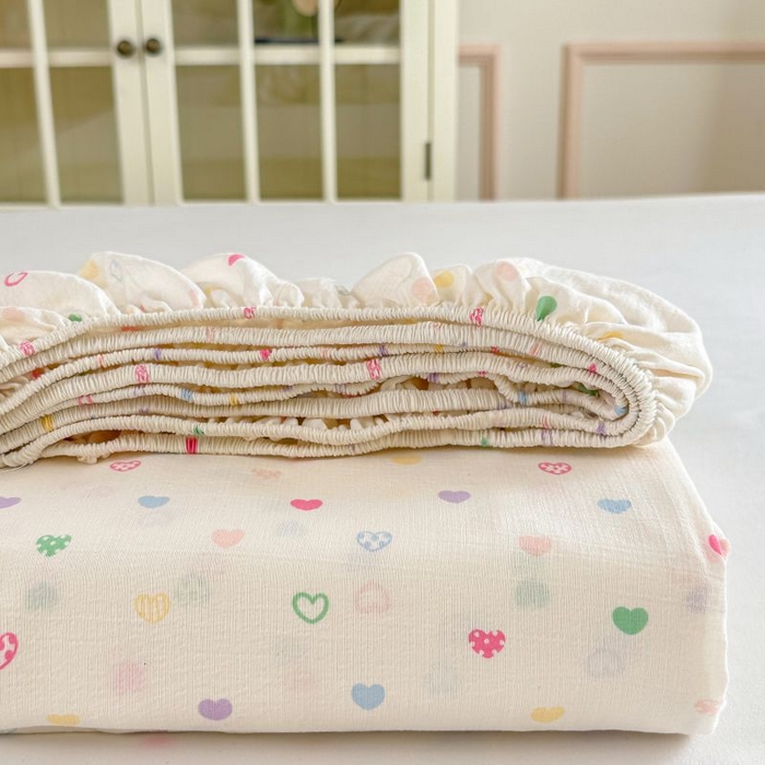 91家纺网 家纺一手货源 找家纺 （总）温眠家纺 2025春夏新款云感棉双层纱床笠单床笠枕套三件套