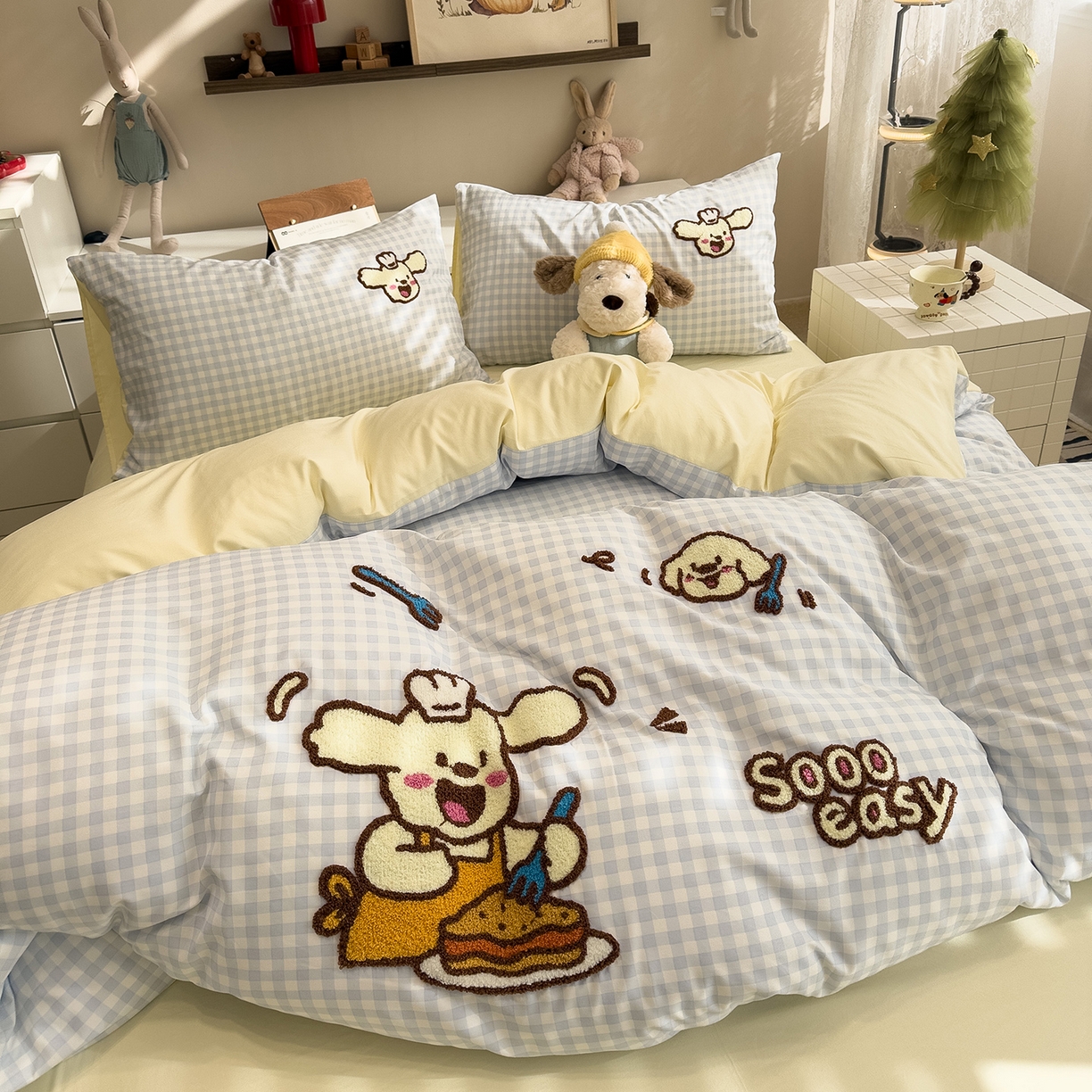 91家纺网 家纺一手货源 找家纺 （总）曼谷家纺 2026新款卡通水洗棉毛巾绣四件套被套