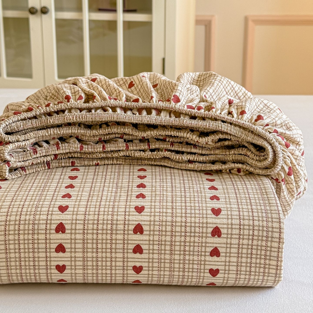 91家纺网 家纺一手货源 找家纺 （总）温眠家纺 2025春夏新款云感棉双层纱床笠单床笠枕套三件套