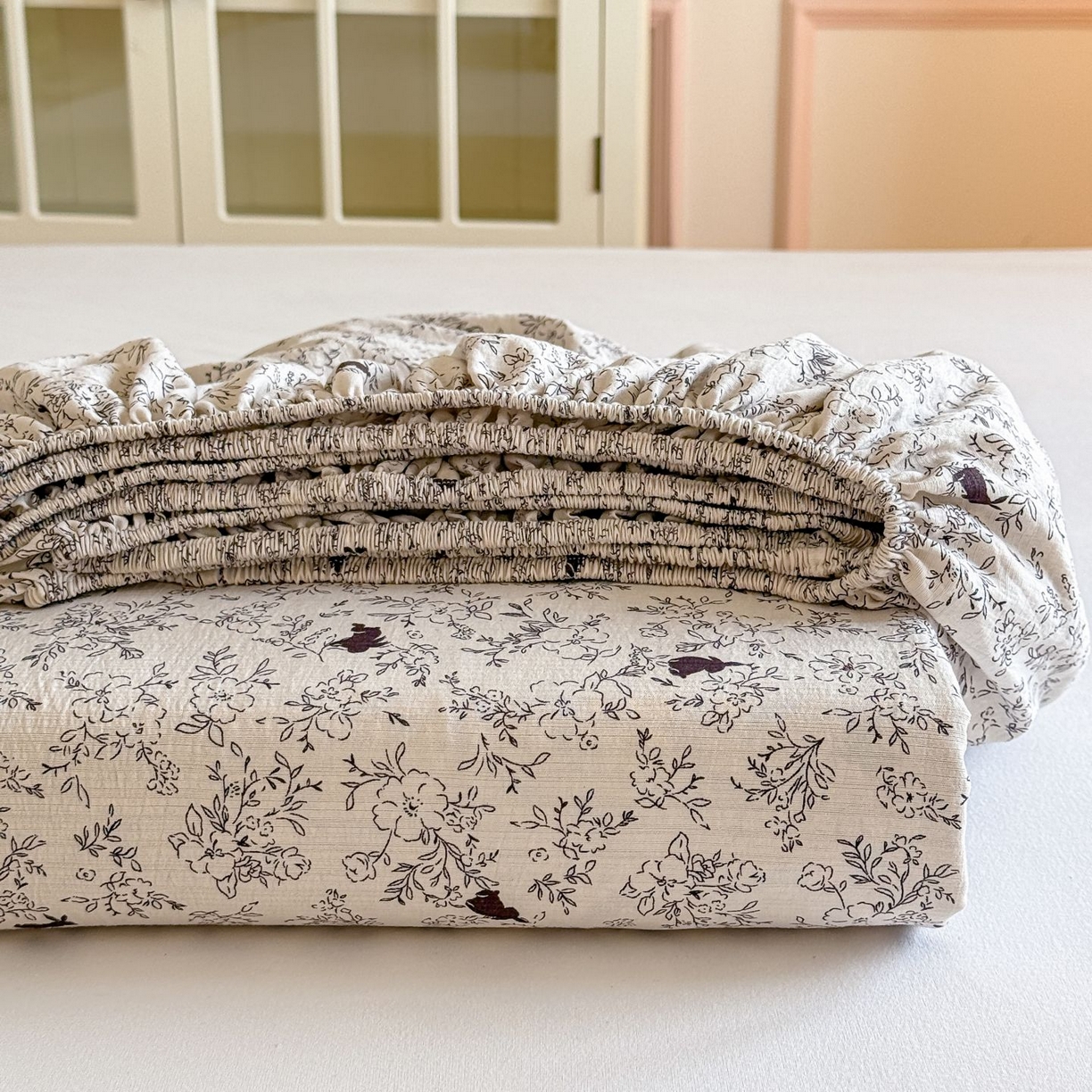 91家纺网 家纺一手货源 找家纺 （总）温眠家纺 2025春夏新款云感棉双层纱床笠单床笠枕套三件套