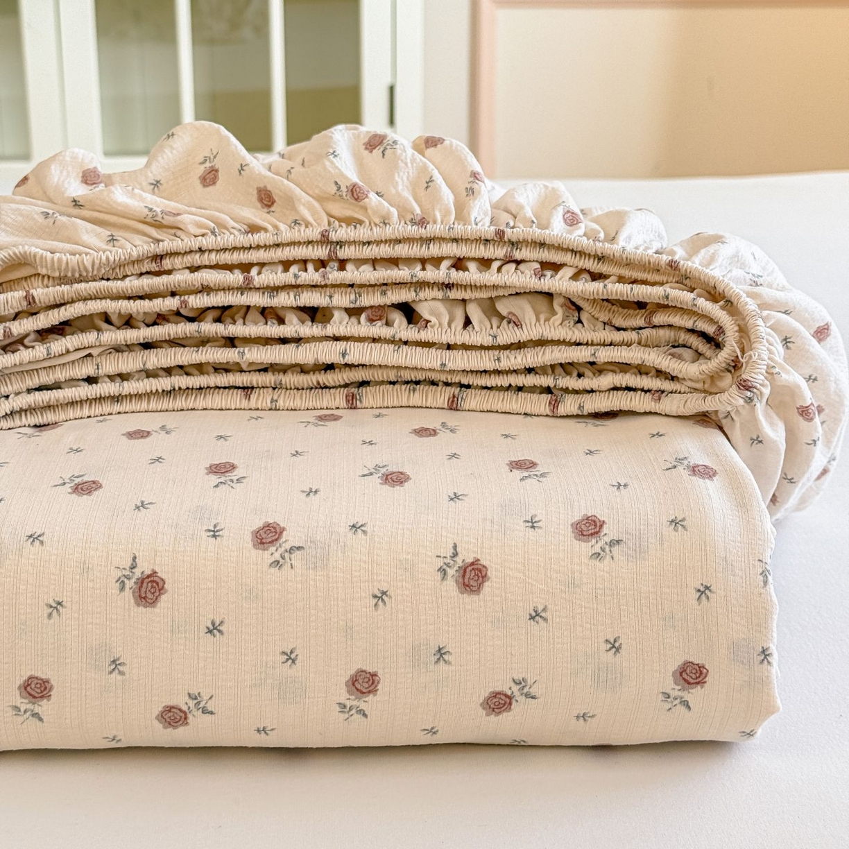 91家纺网 家纺一手货源 找家纺 （总）温眠家纺 2025春夏新款云感棉双层纱床笠单床笠枕套三件套