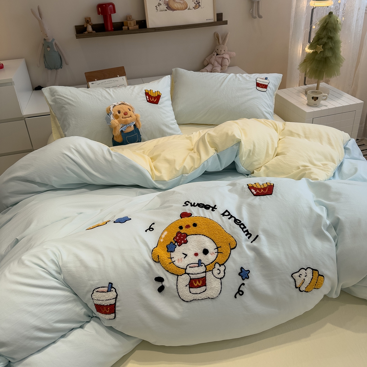 91家纺网 家纺一手货源 找家纺 （总）曼谷家纺 2026新款卡通水洗棉毛巾绣四件套被套