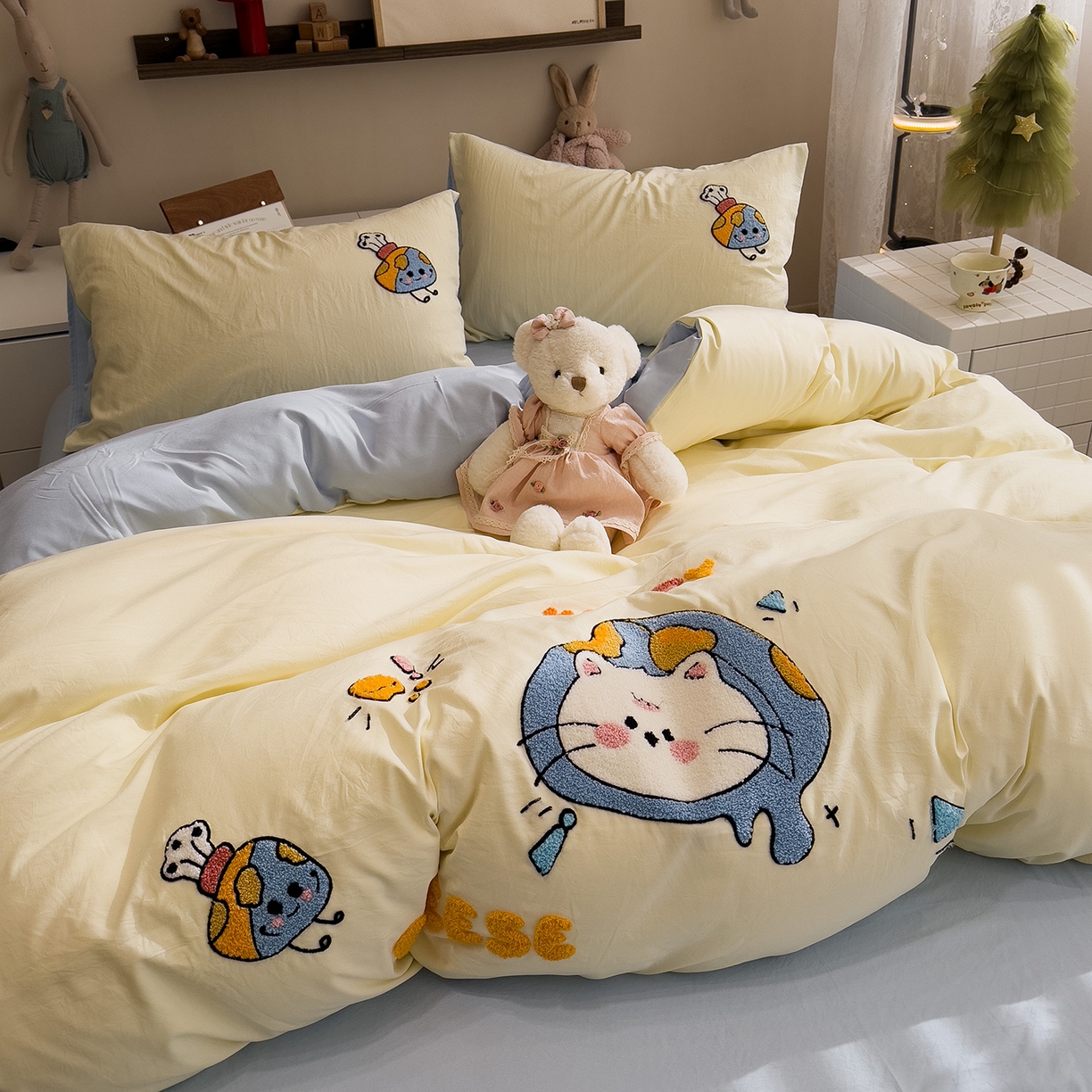 91家纺网 家纺一手货源 找家纺 （总）曼谷家纺 2026新款卡通水洗棉毛巾绣四件套被套