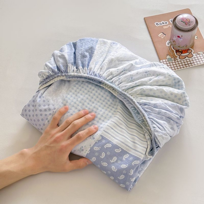 91家纺网 家纺一手货源 找家纺 （总）温眠家纺 2025春夏新款云感棉双层纱床笠单床笠枕套三件套