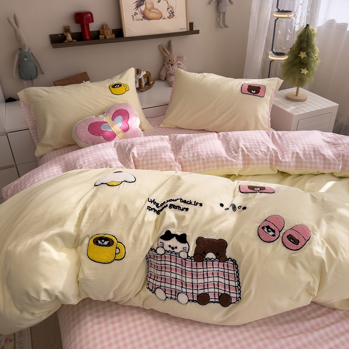 91家纺网 家纺一手货源 找家纺 （总）曼谷家纺 2026新款卡通水洗棉毛巾绣四件套被套