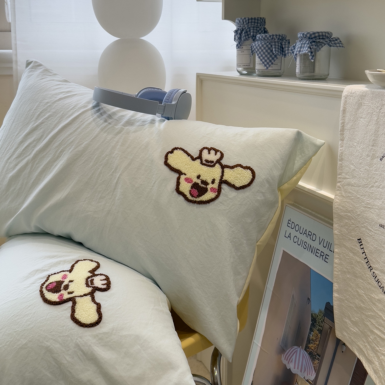 91家纺网 家纺一手货源 找家纺 曼谷家纺 2026新款卡通水洗棉毛巾绣四件套被套 超美味-薄荷芝士