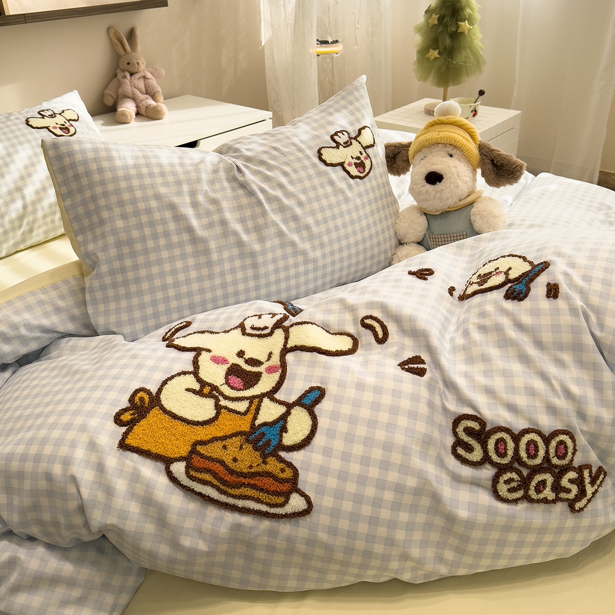 91家纺网 家纺一手货源 找家纺 曼谷家纺 2026新款卡通水洗棉毛巾绣四件套被套 超美味-兰小格-芝士
