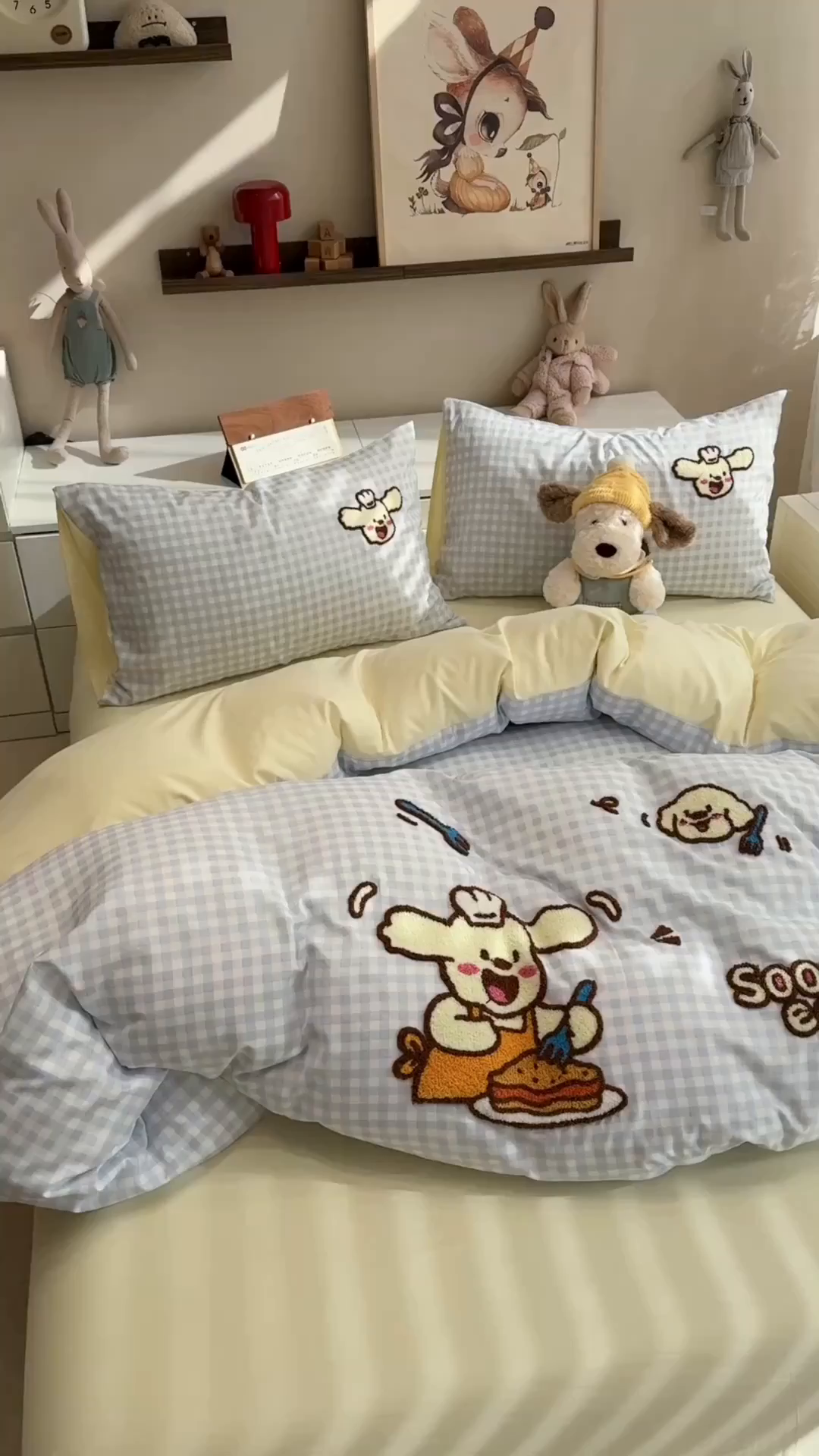 91家纺网 家纺一手货源 找家纺 曼谷家纺 2026新款卡通水洗棉毛巾绣四件套被套 超美味-兰小格-芝士