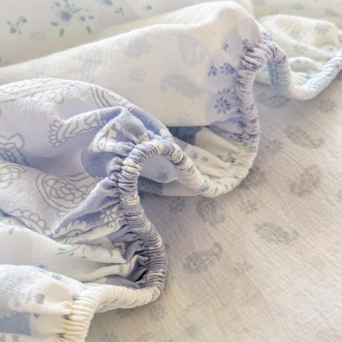 91家纺网 家纺一手货源 找家纺 （总）温眠家纺 2025春夏新款云感棉双层纱床笠单床笠枕套三件套场景二