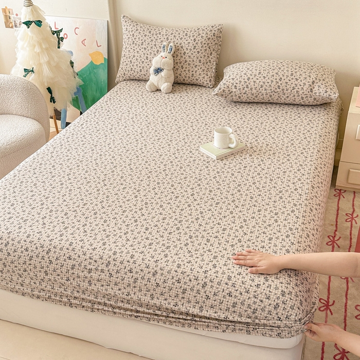 温眠家纺 2025春夏新款云感棉双层纱床笠单床笠枕套三件套场景二 失约温柔